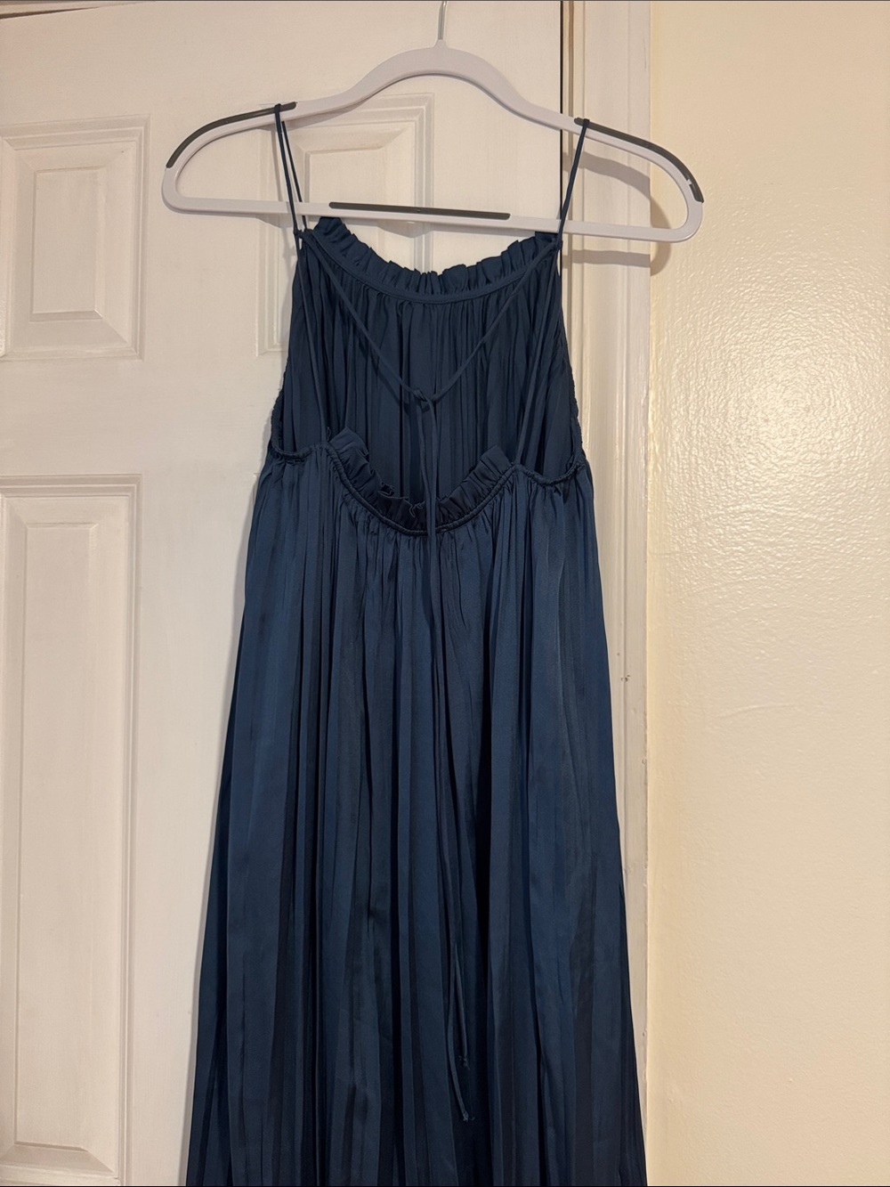 Zara Satin Effect Pleated Midi Dress Teal small - Picture 5 of 5
